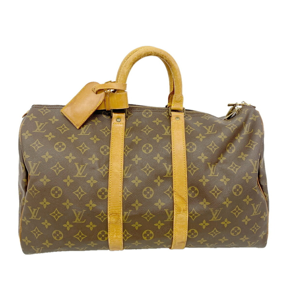 LOUIS VUITTON Authentic Brown Monogram Keepall 45 Boston Bag